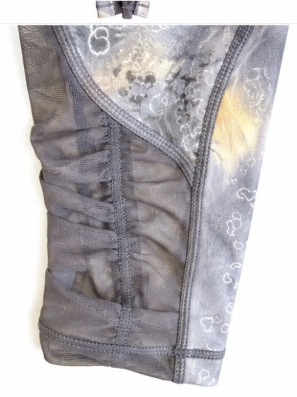 Calia by Carrie Underwood Gray Abstract Print Ruched Mesh Leggings Size Large